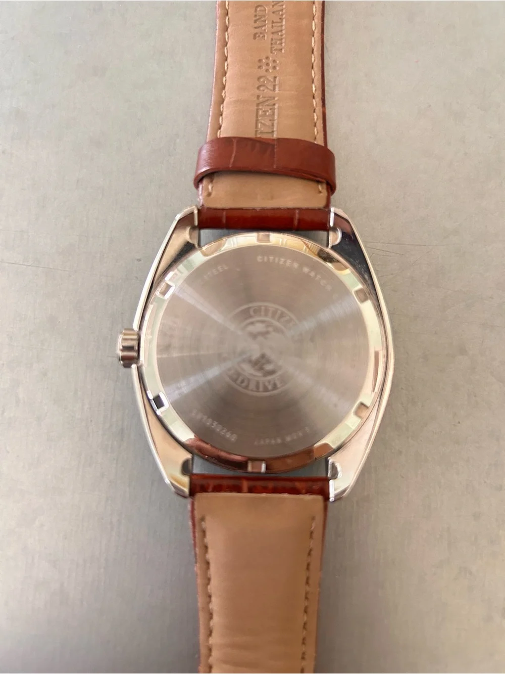 Citizen Men's Watch Blue Dial Brown Leather Strap